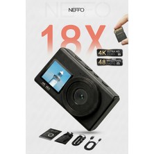 Neffo 5k Dijital Retro Video Kamera 75MP 18X Zoom Flaşlı Kart Dijital Vlog Fotoğraf Makinesi