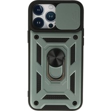 Hobilinka  iPhone 13 Pro Kılıf Pars Lens Yüzüklü Silikon - Yeşil