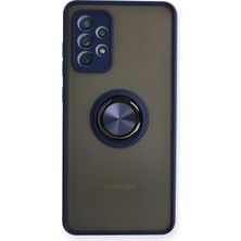 Hobilinka  Samsung Galaxy A72 Kılıf Montreal Yüzüklü Silikon Kapak - Lacivert