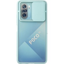 Hobilinka  Xiaomi Poco F3 Kılıf Palm Buzlu Kamera Sürgülü Silikon - Turkuaz