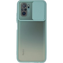 Hobilinka  Xiaomi Redmi Note 10 Kılıf Palm Buzlu Kamera Sürgülü Silikon - Turkuaz