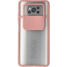 Hobilinka  Xiaomi Pocophone X3 Kılıf Palm Buzlu Kamera Sürgülü Silikon - Pembe