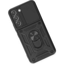 Hobilinka  Samsung Galaxy S23 Kılıf Pars Lens Yüzüklü Silikon - Siyah