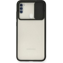 Hobilinka  Samsung Galaxy A11 Kılıf Palm Buzlu Kamera Sürgülü Silikon - Siyah