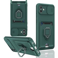 Hobilinka  Samsung Galaxy A06 Kılıf Zuma Kartvizitli Yüzüklü Silikon - Yeşil