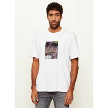 Hugo Beyaz Erkek Relaxed Logo Baskılı T-Shirt 50554319_DORESTON