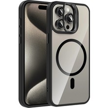 Hobilinka  Apple iPhone 14 Pro Max Remim Lensli Magsafe Standlı Kapak - Siyah