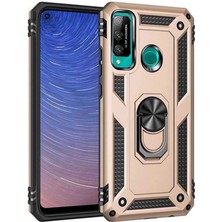 Hobilinka  Huawei P40 Lite E Kılıf Sofya Yüzüklü Silikon Kapak - Gold
