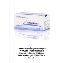 Atel-San Cerrahi Dikiş Ipliği Emilmeyen Prolen - Polipropilen Usp:3/0 (2 Metric) 3/8 Daire - Ters Keskin Iğne 20MM-75CM 12 Adet