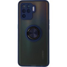 Hobilinka  Oppo Reno 5 Lite Kılıf Montreal Yüzüklü Silikon Kapak - Lacivert