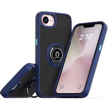 Hobilinka  iPhone 16E Kılıf Montreal Yüzüklü Silikon Kapak - Lacivert