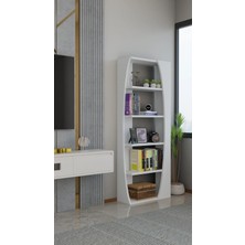 Alpa Ev Mobilya Kavisli İskandinav 150 cm 6 Raflı Kitaplık Salon Rafı | Ofis Dolabı Modern Raf Organizer