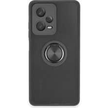 Hobilinka  Xiaomi Redmi Note 12 5g Kılıf Montreal Yüzüklü Silikon Kapak - Siyah