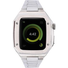 Hobilinka  Apple Watch 45MM Metal Petek Kasalı Kordon - Gümüş