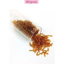 Hobilinka Uzun Boru Kesme Boncuk Çap 2mm Uzunluk 10 mm - 60 Gram - Şeffaf Gold - BNC293