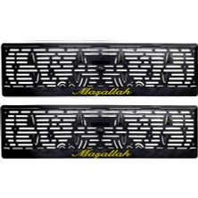 Hobilinka Maşallah Yazılı Plastik Plakalık Plaka Altlığı Çıtalı 2'li Sarı