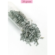 Hobilinka Uzun Boru Kesme Boncuk Çap 2mm Uzunluk 10 mm - 20 Gram - Desenli Gümüş - BNC244