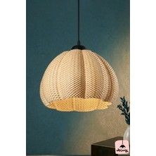 Verda Hasır Renk Rattan Görünümlü Tekli Avize , Pinterest Tarzı Tekli Sarkıt Avize (Bioplastik) E27