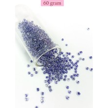 Hobilinka Dökme Cam Kum Boncuk (8/0) 3 mm - 60 Gram - Şeffaf Mor Beyaz - BNC222