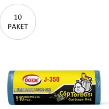 Hobilinka J-350 Jumbo Boy Çöp Torbası 80 x 110 cm 10 Lu Rulo x 10 Paket = 100 Adet (Mavi)