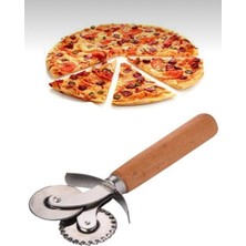 Hobilinka Çift Başlıklı Ahşap Saplı Pizza Kesici Hamur Kesici