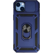 Hobilinka  iPhone 14 Plus Kılıf Pars Lens Yüzüklü Silikon - Lacivert