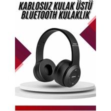 Hobilinka Bluetooth Kablosuz Kulaklık Siyah Wireless 5.0 Kulak Üstü Uzun Pil Ömrü