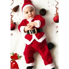 Hobilinka Erkek Çocuk Noel Baba Yılbaşı Kostümü Şapkalı Kemerli Bebek Kostümü