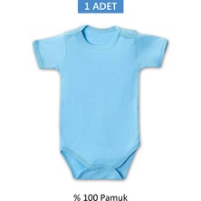 Hobilinka Mavi Yarım Kol Body Zıbın 7-12 Yaş Çocuklar Için (1 Adet) Alttan Çıtçıtlı Özel Gereksin