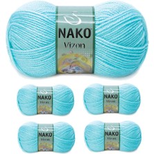 Hobilinka 5 Adet Vizon Premium Akrilik El Örgü Ipi Yünü Renk NO:10535 Açık Turkuaz