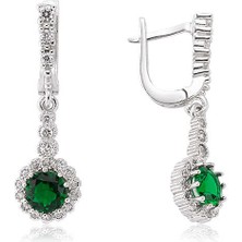 Hobilinka 925 Ayar Gümüş Yeşil Çiçek Sallantılı Küpe EA0460027 (72)