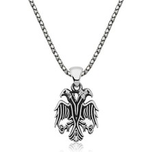 Hobilinka 925 Ayar Gümüş Çift Başlı Kartal Erkek Gümüş Kolye PT2610889 (72)