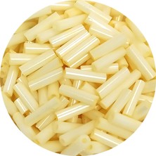 Hobilinka Uzun Boru Kesme Boncuk Çap 2mm Uzunluk 10 mm - 60 Gram - Krem - BNC273