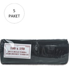 Hobilinka Hantal Boy Çöp Torbası 100 x 150 cm 10 Lu Rulo x 5 Paket = 50 Adet (Siyah)