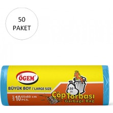 Hobilinka Büyük Boy Çöp Torbası 65 x 80 cm 10 Lu Rulo x 50 Paket = 500 Adet (Mavi)