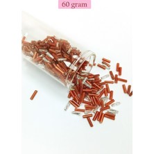 Hobilinka Uzun Boru Kesme Boncuk Çap 2mm Uzunluk 10 mm - 60 Gram - Kahverengi Gümüş - BNC301