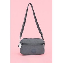 Kadın Çapraz Askılı Üç Gözlü Fermuarlı Krinkıl Günlük Omuz Çantası