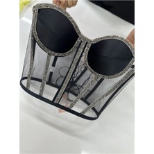 Nuitamore Parlak Taşlı Siyah Büstiyer.