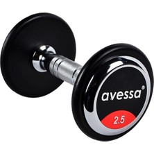 Avessa 2,5 kg Kauçuk Kaplı Olimpik Dambıl Profesyonel Salon Tipi Siyah Renkli