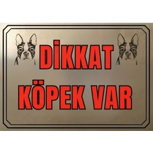 Hobishop Dikkat Köpek Var Metal Uyarı Levhası 20X30 cm – Siyah Çerçeveli I Bahçe Kapı Uyarı Levhası
