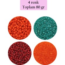 Hobilinka Dökme Cam Kum Boncuk (11/0) 2 mm - 4 Renk - Toplam 80 Gram -  BNC402