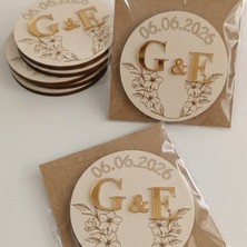 "lodos Cnc 30 Adet Kişiye Özel Isimli Ahşap Magnet Gold Aynalı Pleksi Harfli Nişan Nikah Hediyeliği"