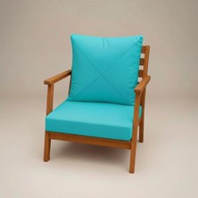 Gullfoss Turkuaz Pofidik Arkalıklı Bahçe ve Balkon Sandalye Minderi Seti