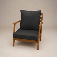 Gullfoss Antrasit Pofidik Arkalıklı Bahçe ve Balkon Sandalye Minderi Seti