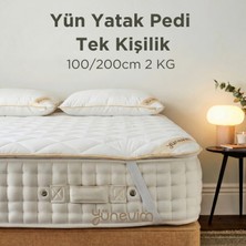 Yünevim 100X200 Yün Yatak Pedi Tek Kişilik 2 kg Merinos Kuzu Yünü