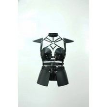 Hobilinka Siyah Etek Suni Deri Etek Kemer Tokalı Zımba Detaylı Etek - BRF1371