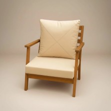 Gullfoss Krem Pofidik Arkalıklı Bahçe ve Balkon Sandalye Minderi Seti