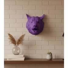 Hobilinka Özel Seri Mor Kurt Duvar Süsü Hediyelik Dekoratif Asılabilir Heykel