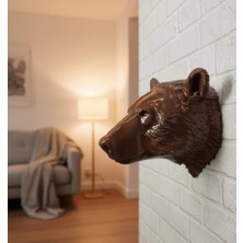 Hobilinka Ev ve Ofis Için Dekoratif Ayı Başı Heykel Hediyelik Duvar Aksesuarı