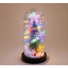 Hobilinka Yılbaşı Temalı Işıklı  Dekoratif Cam Fanus ALK5077
